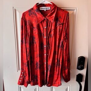 Rodeo Quincy Red and Black Women's Button Down Shirt